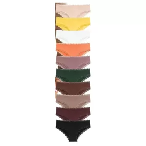 10-Pack Eiggam Women's Lace Trim Lightweight Cheeky Panties