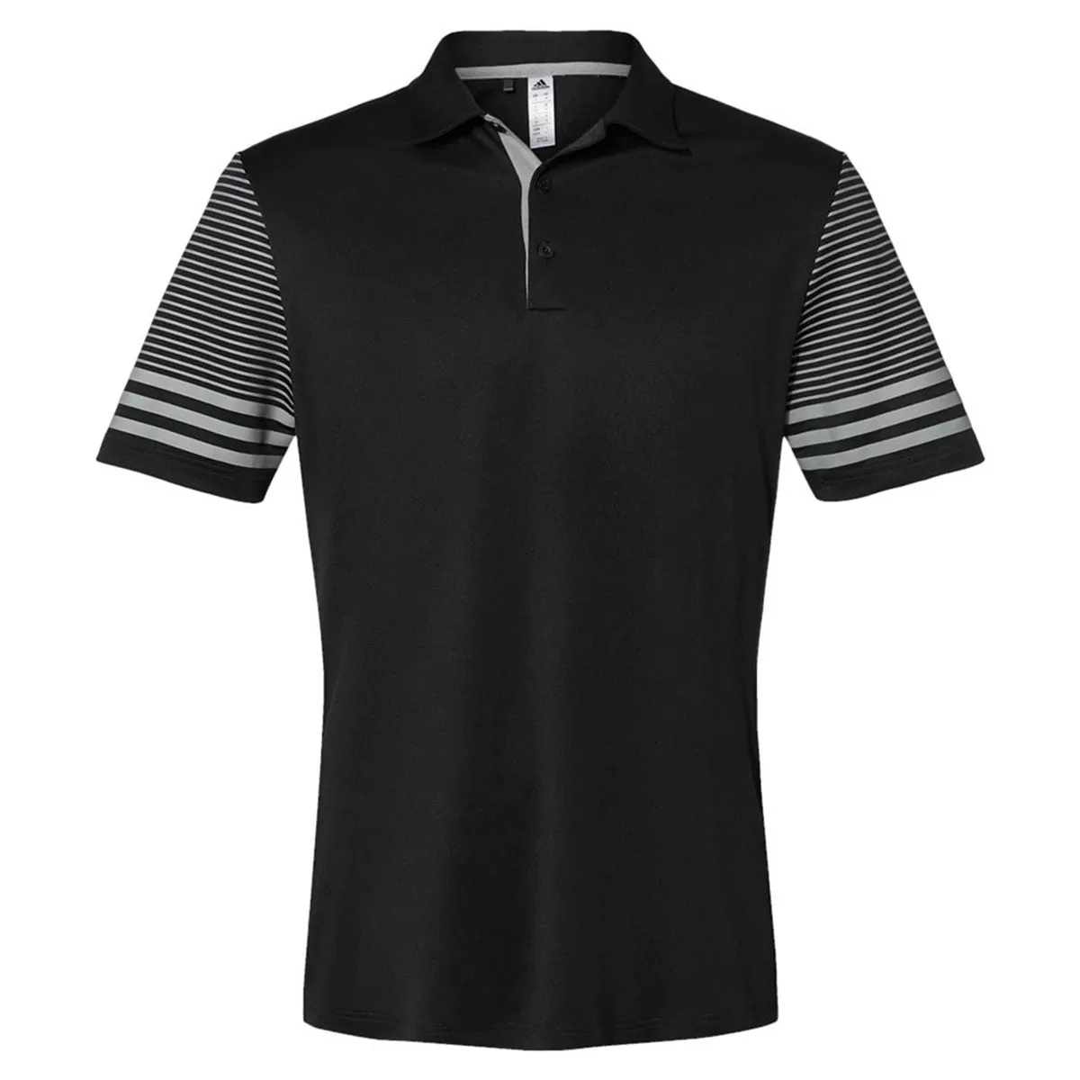 adidas Men's Black/Grey Three Striped Sleeve Sport Shirt