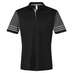 adidas Men's Black/Grey Three Striped Sleeve Sport Shirt