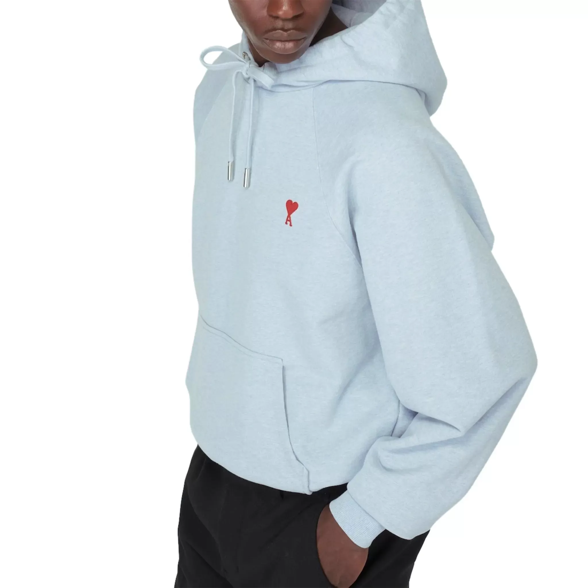 Ami Paris Ami De Coeur Cotton Sky Blue Hoodie