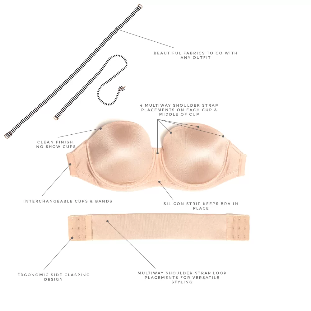 Angelina Strapless/Convertible Underwire Bra Cup - Beige