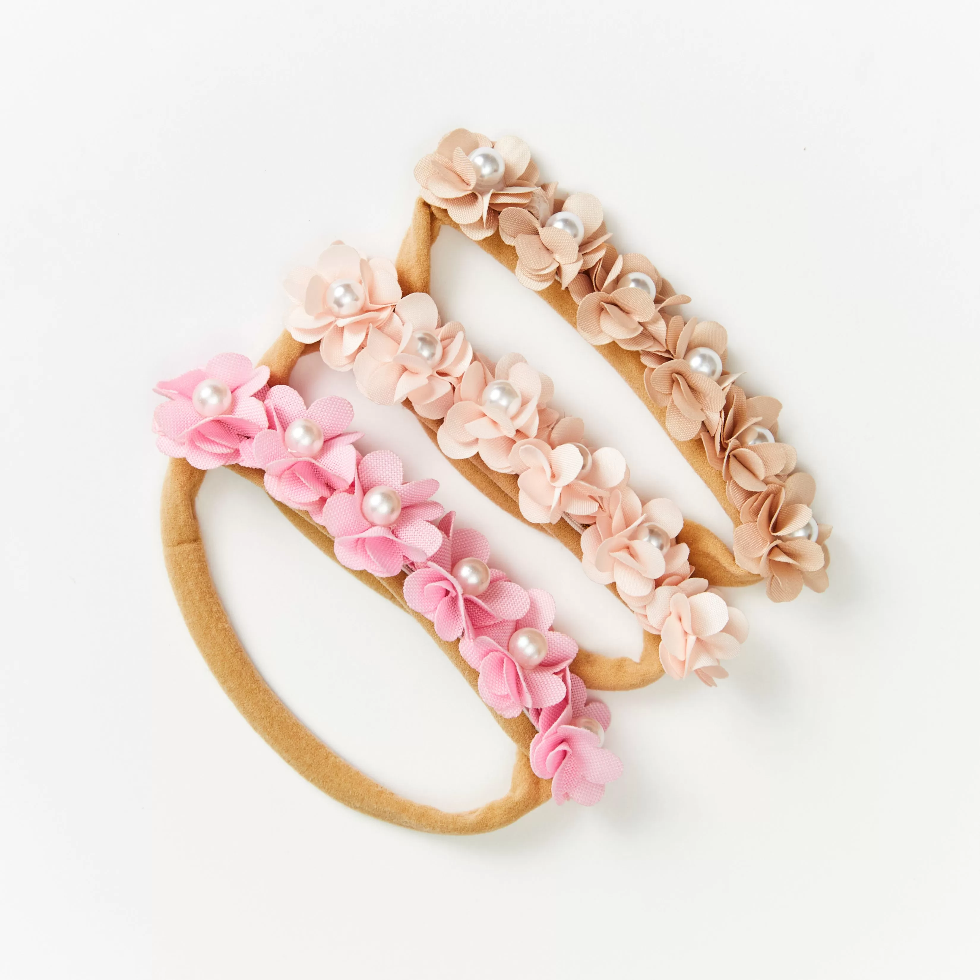 Baby Girl Mini Little Flower Crown Headband in Soft Shell Pink