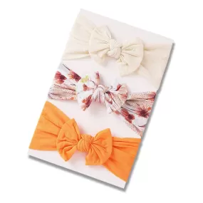 Baby Headband 3pc Set — Ivory / Peach