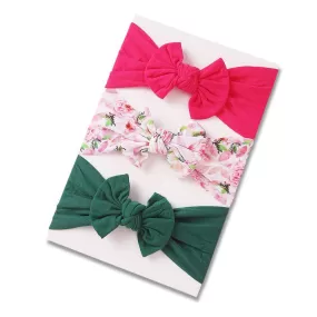 Baby Headband 3pc Set — Lipstick / Pine Green