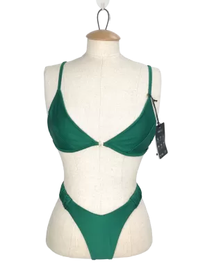 Bikini Bible Green Baia Bikini Top & Nala Scrunch Bikini Bottoms UK XS