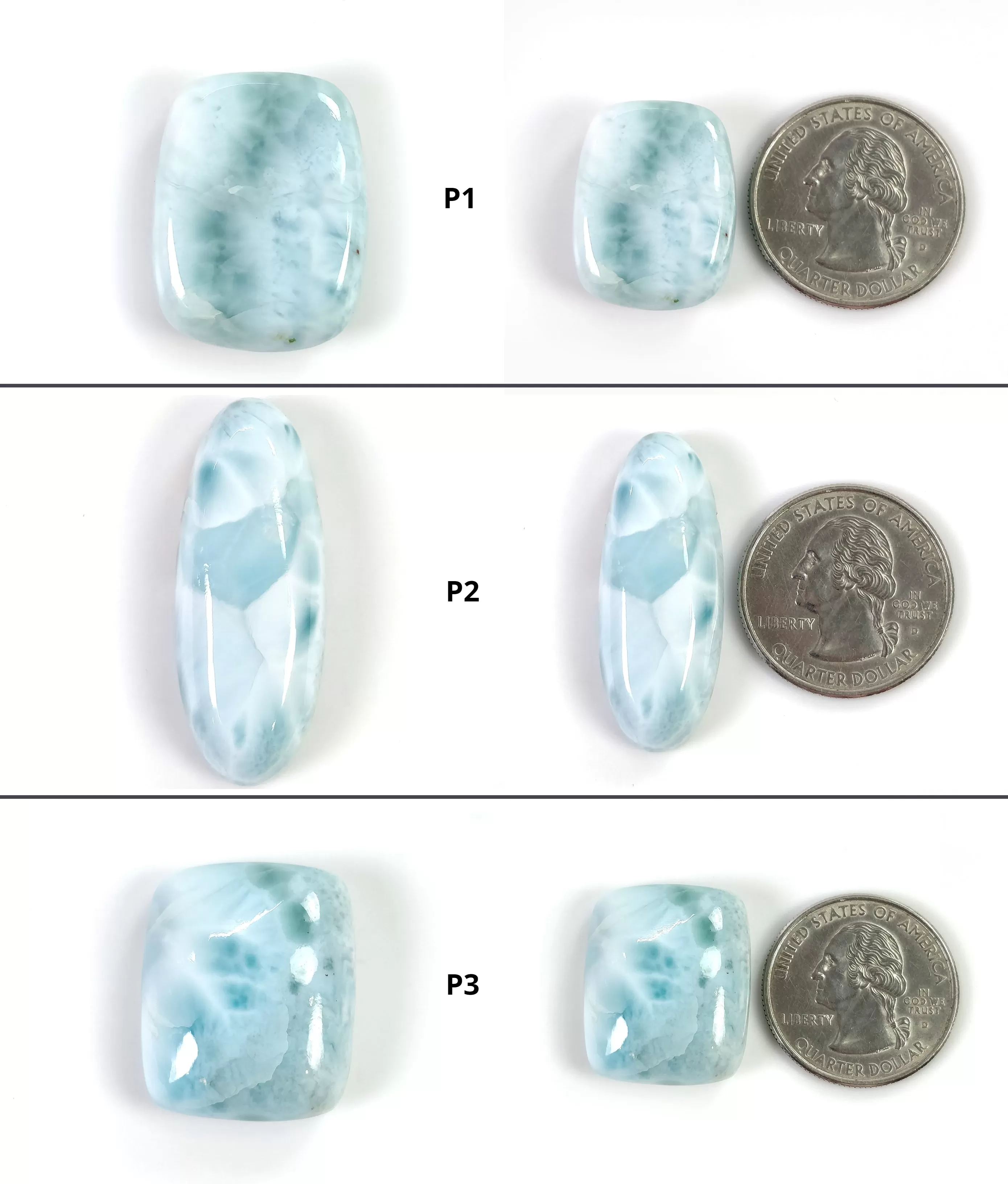 BLUE LARIMAR Gemstone Cabochon : Natural Untreated Larimar Bi-Color Cushion Oval Shape