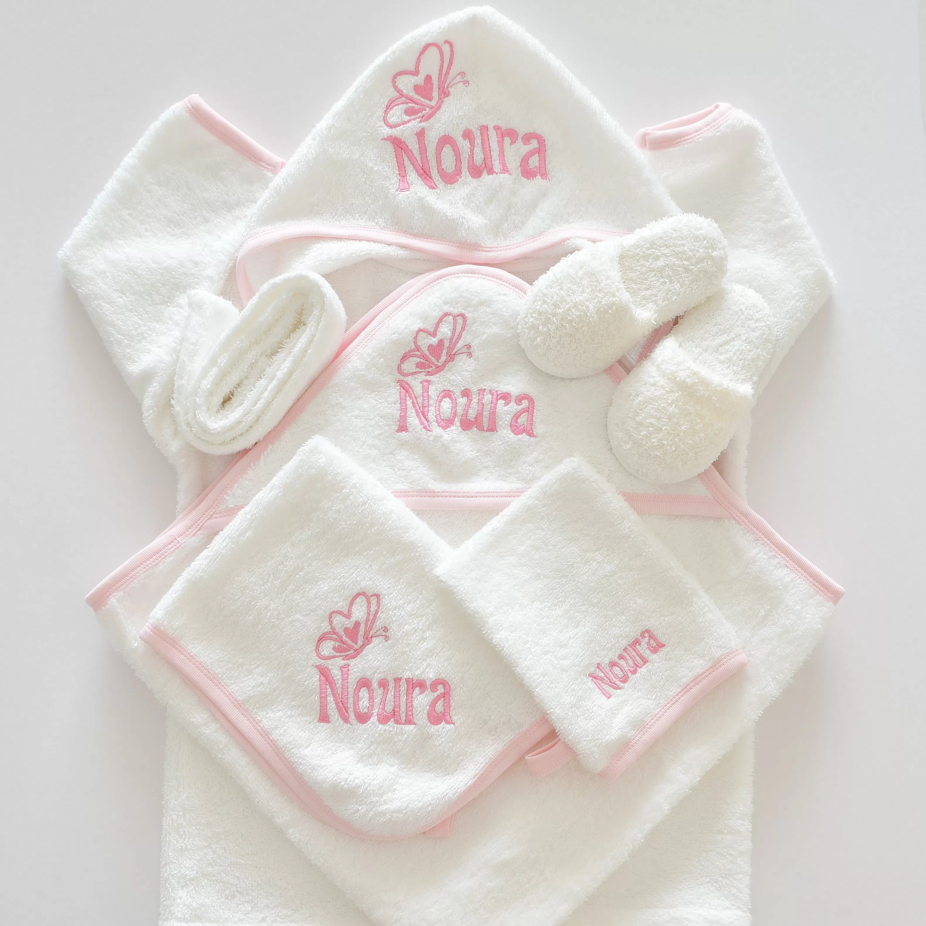 Butterfly Personalised Baby Girl Bathrobe Set