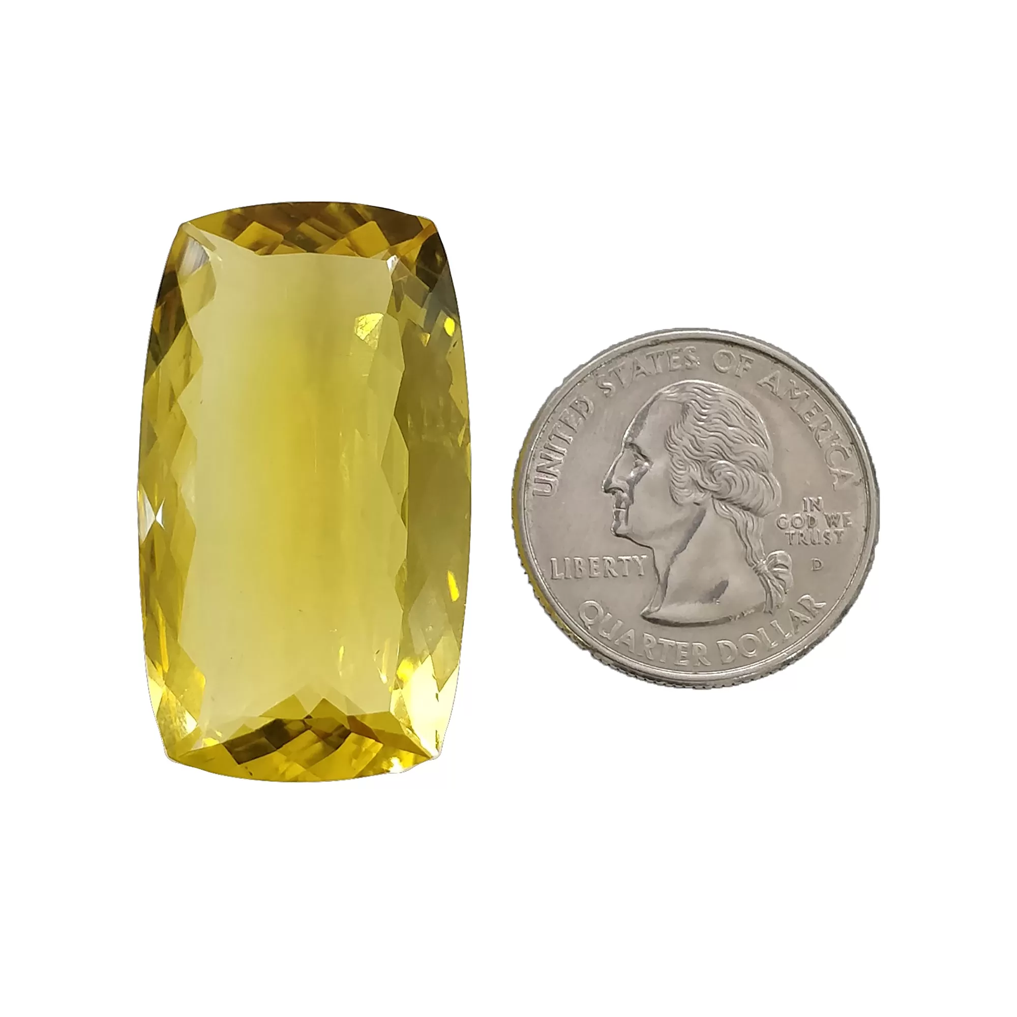 CITRINE Gemstone Normal Cut : 53.05cts Natural Untreated Unheated Yellow Citrine Cushion Shape 38*22mm