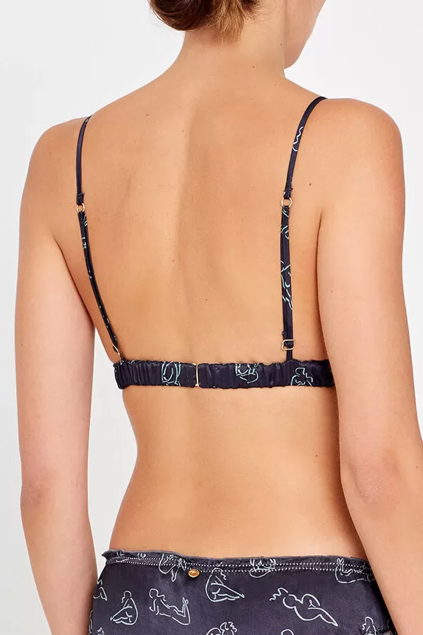 Coquette Charcoal Silk and Lace Bralette