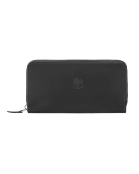 Cowhide Zip Around Wallet (Black)