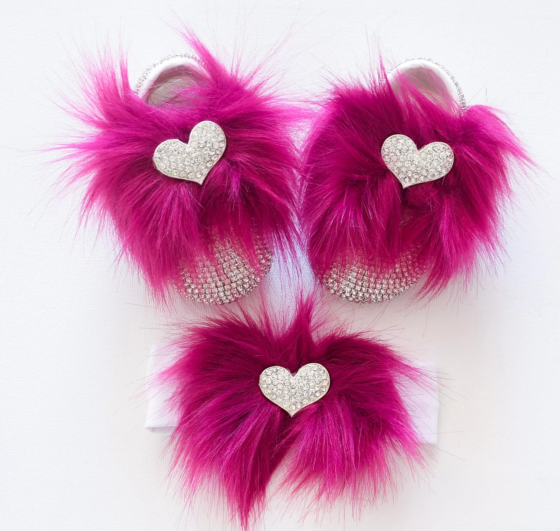 Crystal Heart Faux Fur Baby Girl Shoes