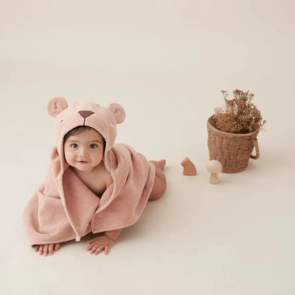 Elegant Baby Bath Wrap - Rust Bear