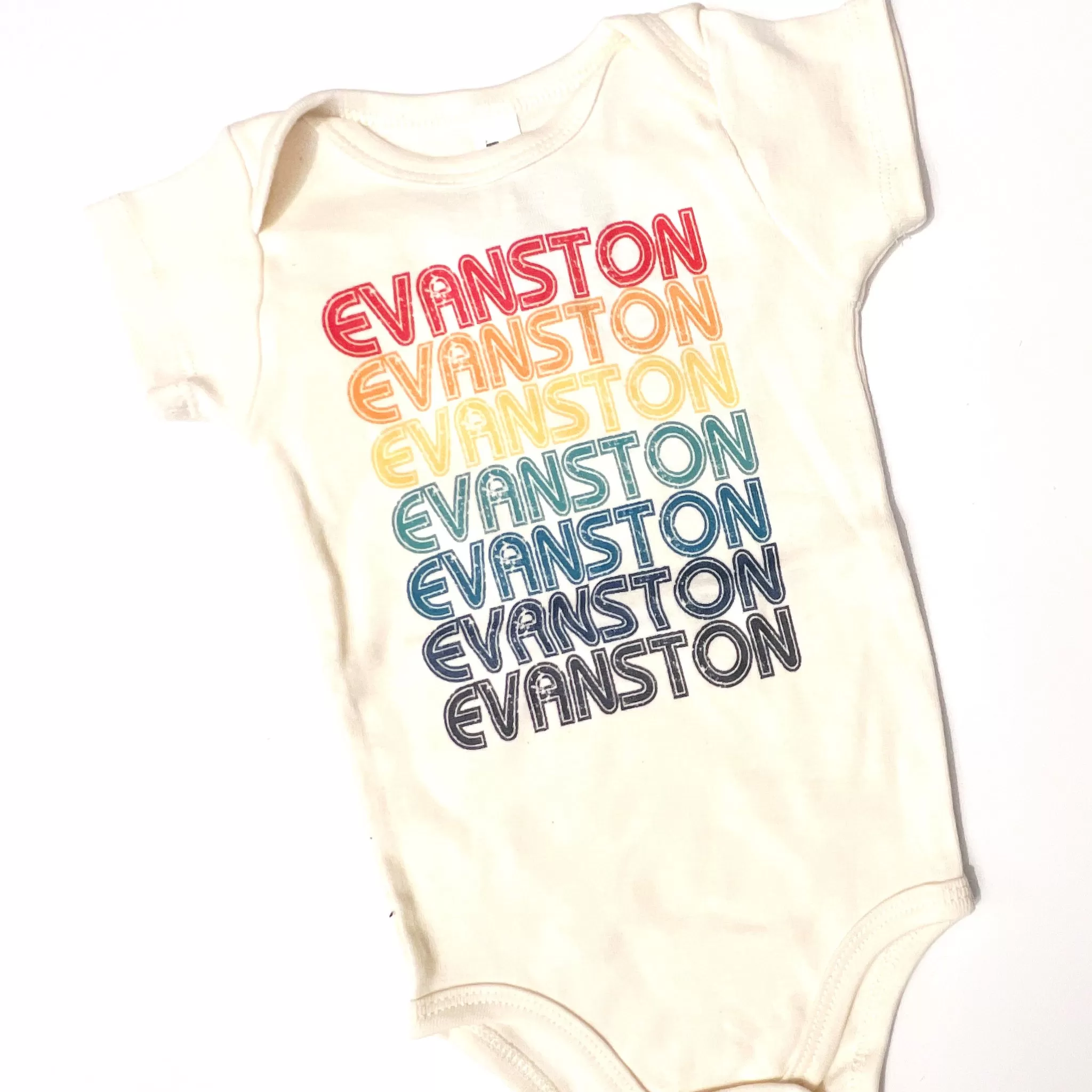 Evanston Rainbow Retro Repeat Onesie: 6 Months