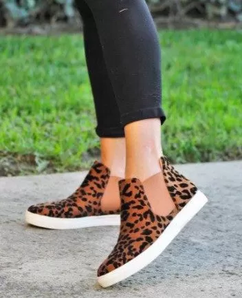 {GWYNETH} Leopard High Top Casual Slip On Sneakers