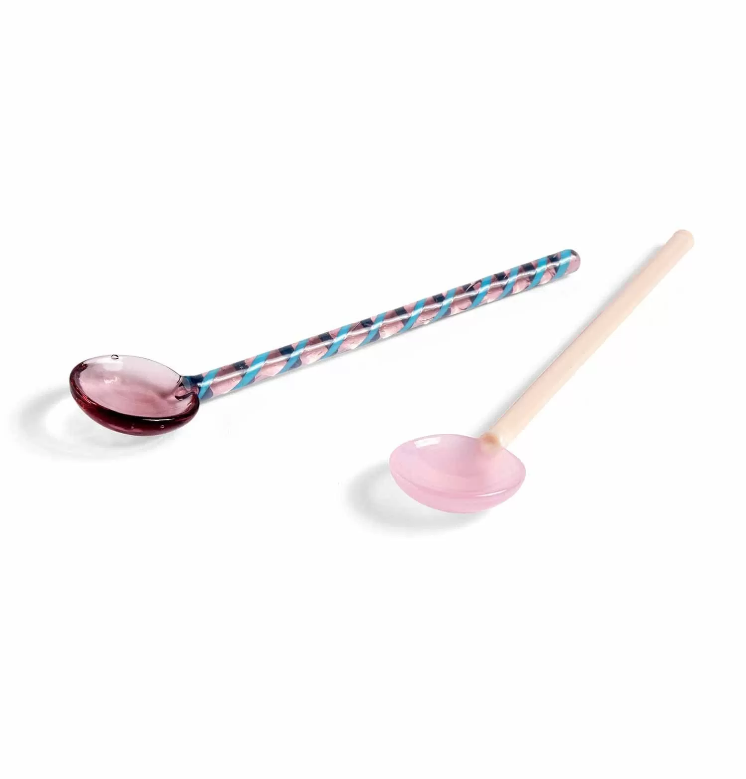 HAY Glass Spoons – Set of 2 – Aubergine & Light Pink