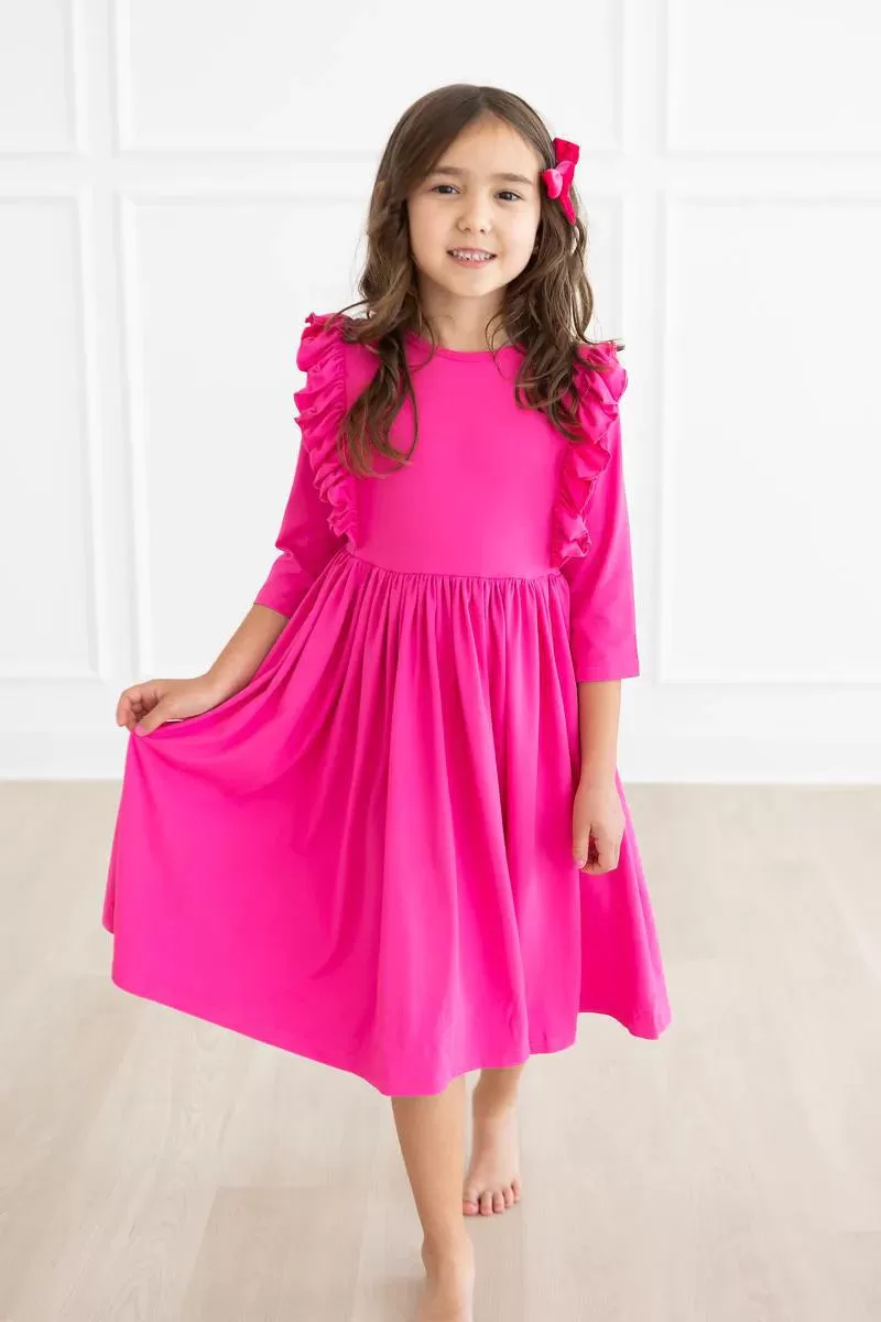 Hot Pink Ruffle Twirl Dres