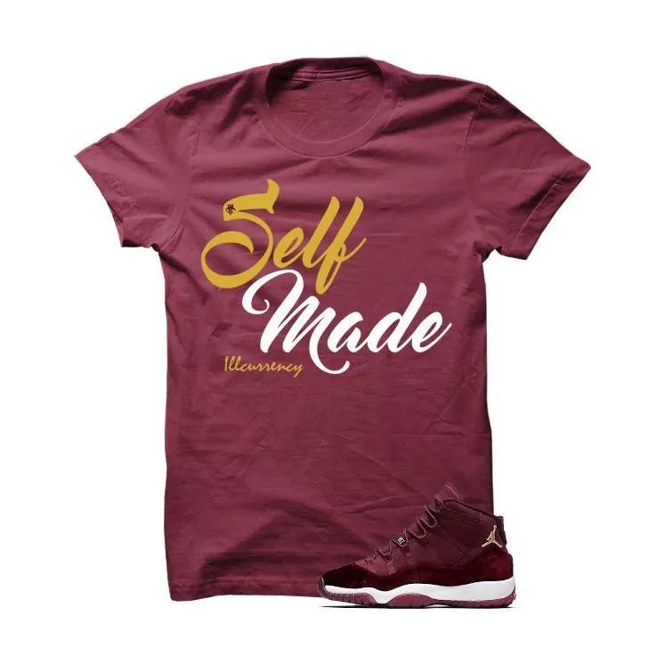 Jordan 11 Velvet Maroon Night Burgundy T Shirt (Self Made)