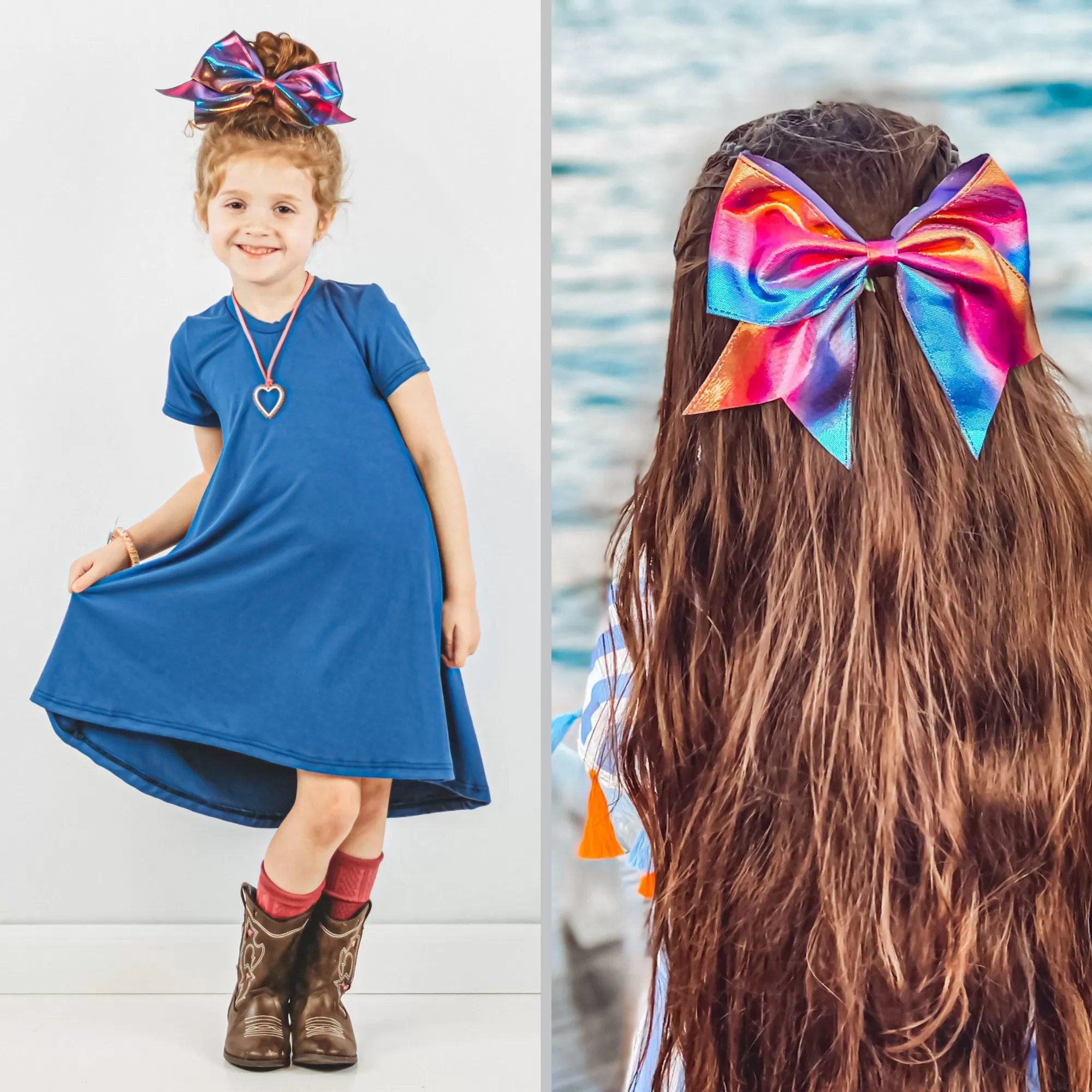 Large Mermaid Hair Bows - 4 Pack