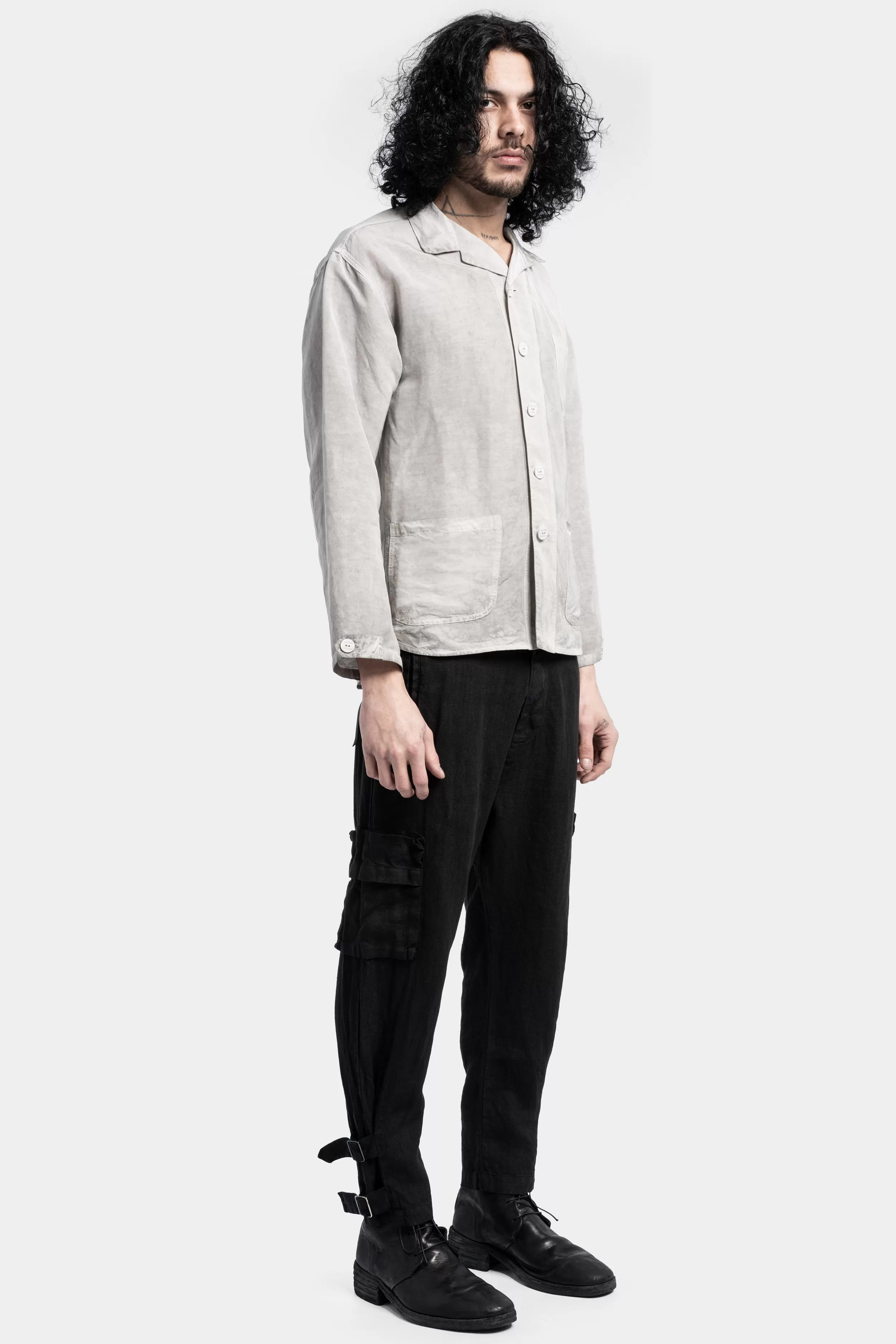 Linen blend button up jacket, Arena fade