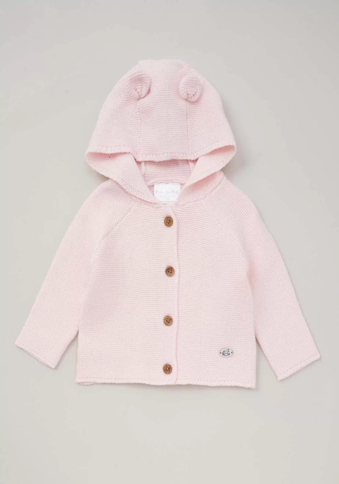 Long Sleeve Cardigan With Hood - Pink