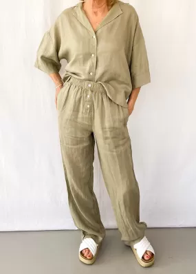 Lounge Linen Pant - Washed Olive