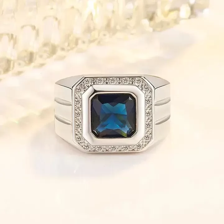 Men Large Square Zirconia Stone Ring Business Formal Wear Men Ring S4655875