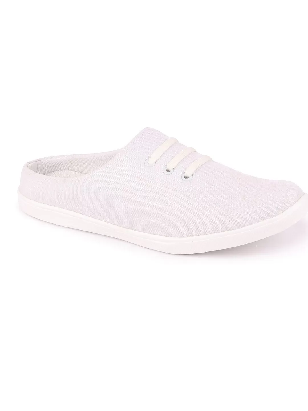 Men White Casual Canvas Slip-On Shoes