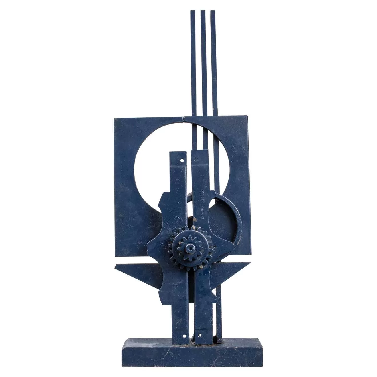 Modern Blue Monochrome Abstract Steel Sculpture