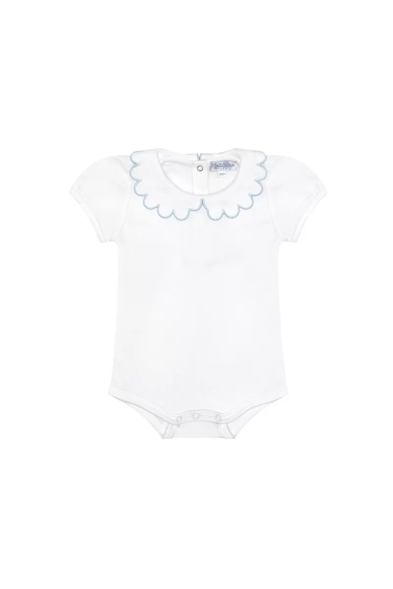 Nella Pima - Onesie - Blue Scalloped