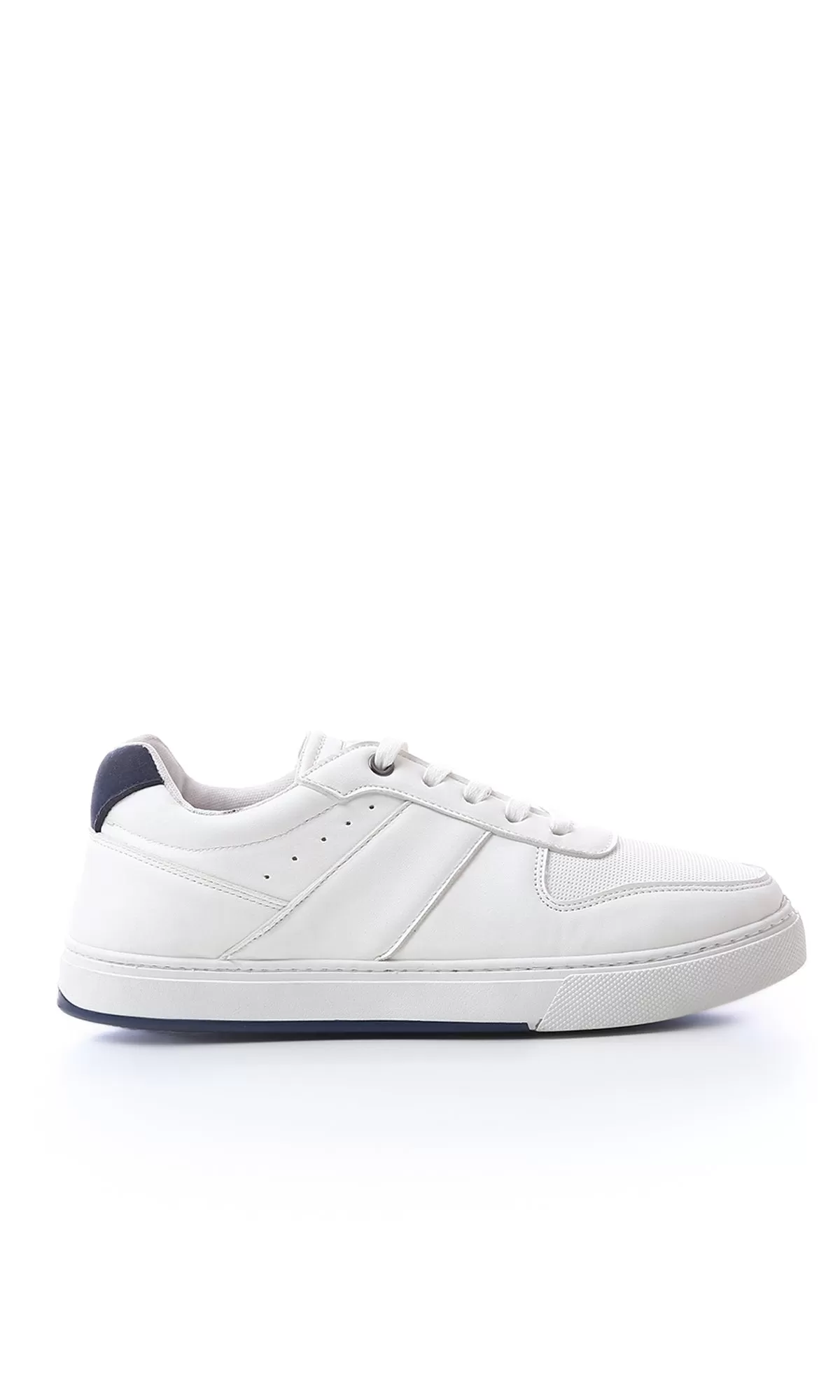 O171182 Lace Up White & Navy Blue Casual Shoes