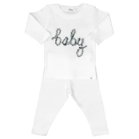 oh baby! Two Piece Set - Baby in Deep Blue Yarn - Cream