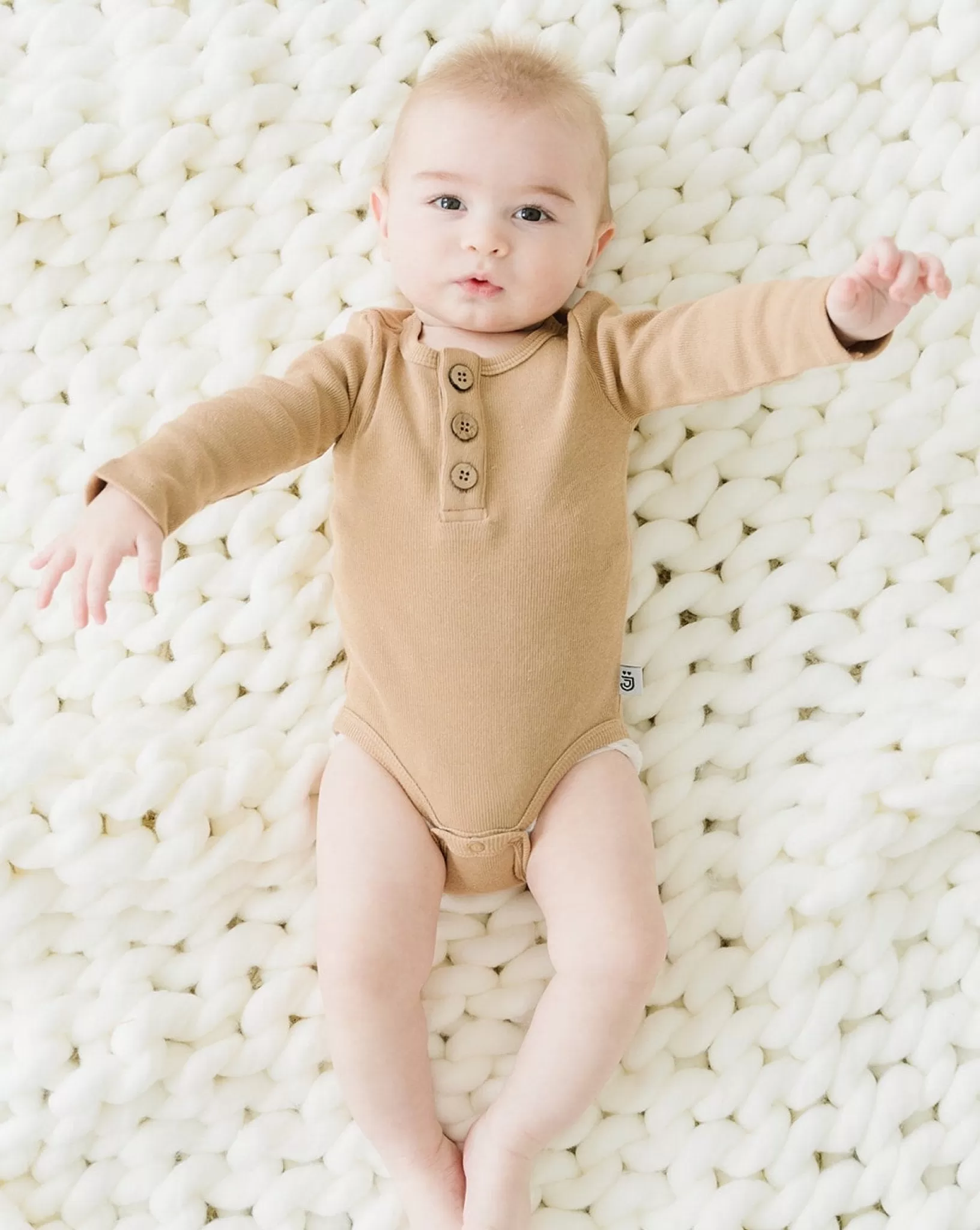 Organic 3 Button Bodysuit | Latte