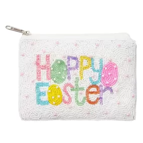 Pearl Embellished HAPPY EASTER Message Beaded Mini Pouch Bag