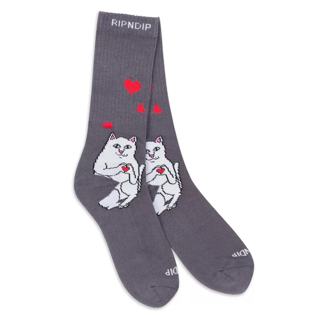 RIPNDIP NERM LOVE SOCKS-CHARCOAL