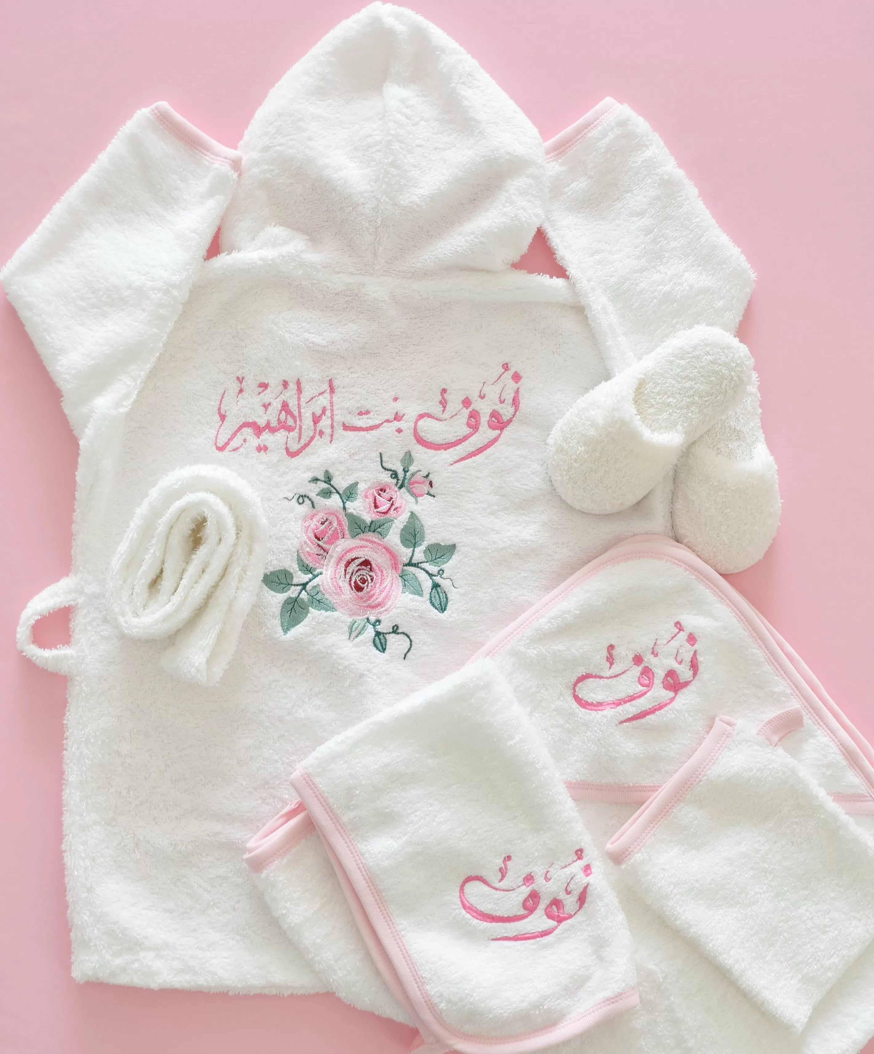 Roses Embroidery Baby Girl Set - Welcome Home Baby Set - Personalised Baby Set