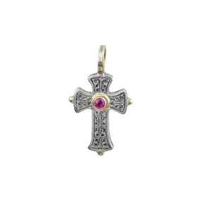 Silver & Gold Byzantine Ruby Cross