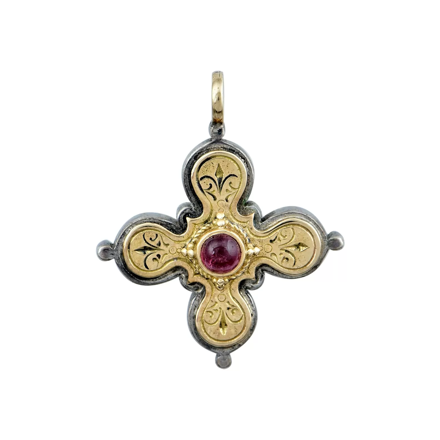 Silver & Gold Tourmaline Cross