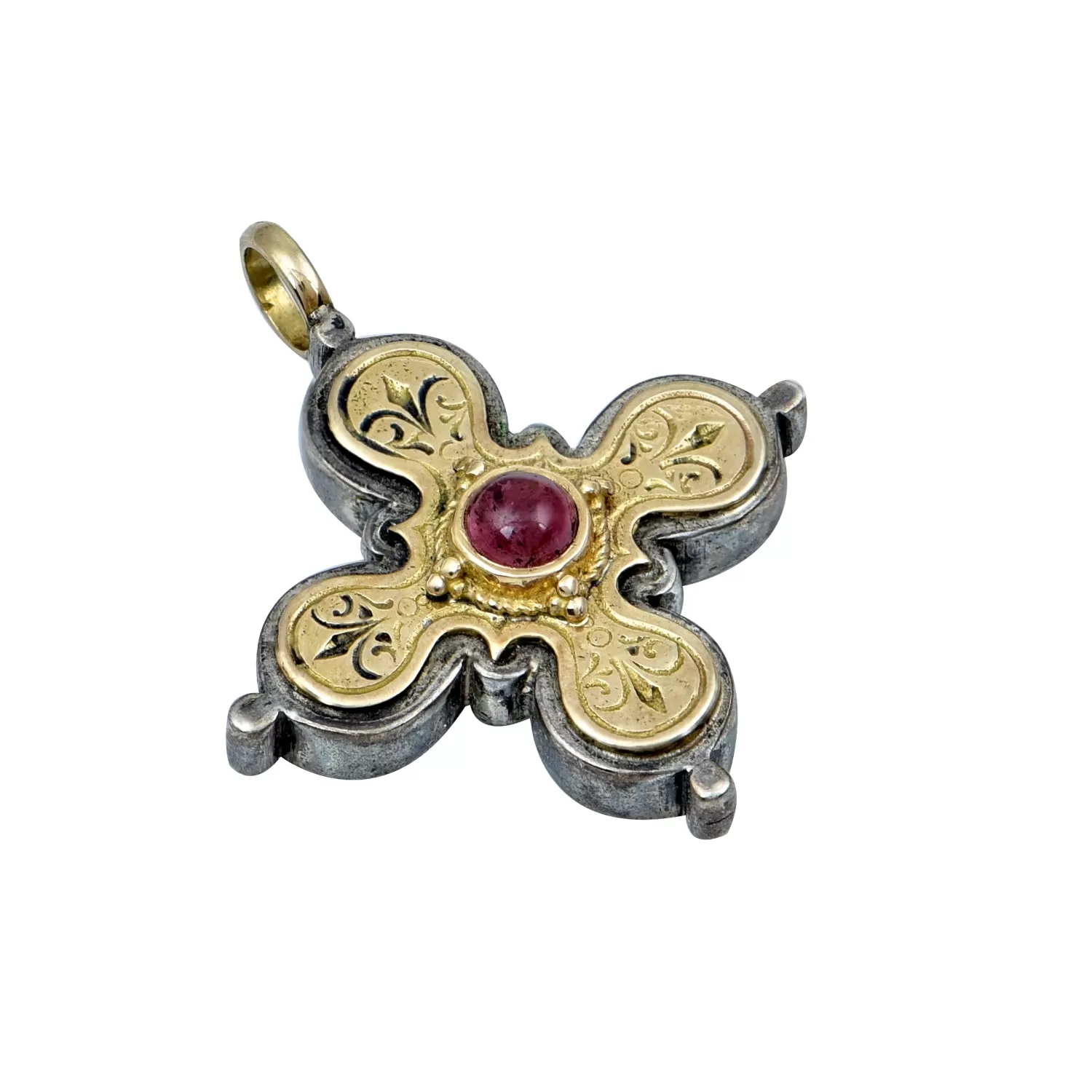 Silver & Gold Tourmaline Cross