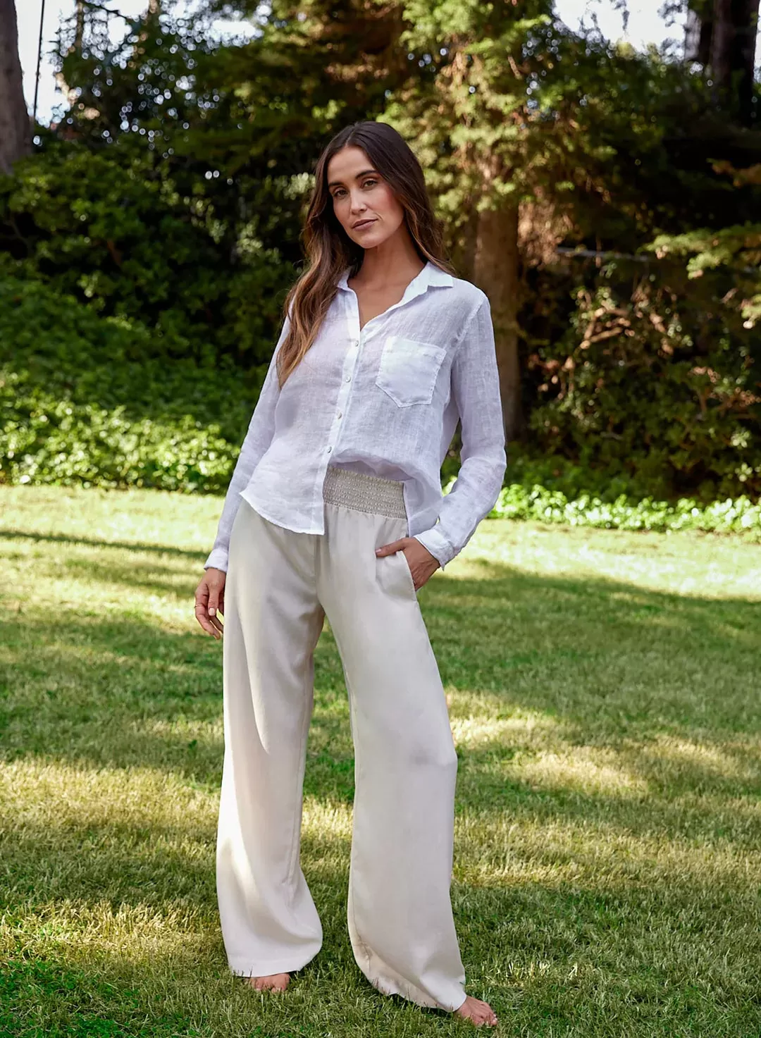 SMOCKED WAIST WIDE LEG PANT (CLIFFSIDE) - BELLA DAHL