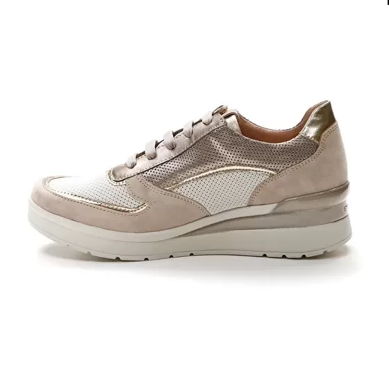 Stonefly women's casual sneakers shoe Cream 40 218969 007 beige gold