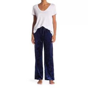 TAHARI Crushed Velvet Wide Leg Pajama Pants-Blue