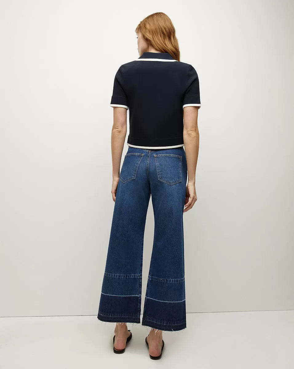 Taylor Released Hem Cropped Wide-Leg Jean