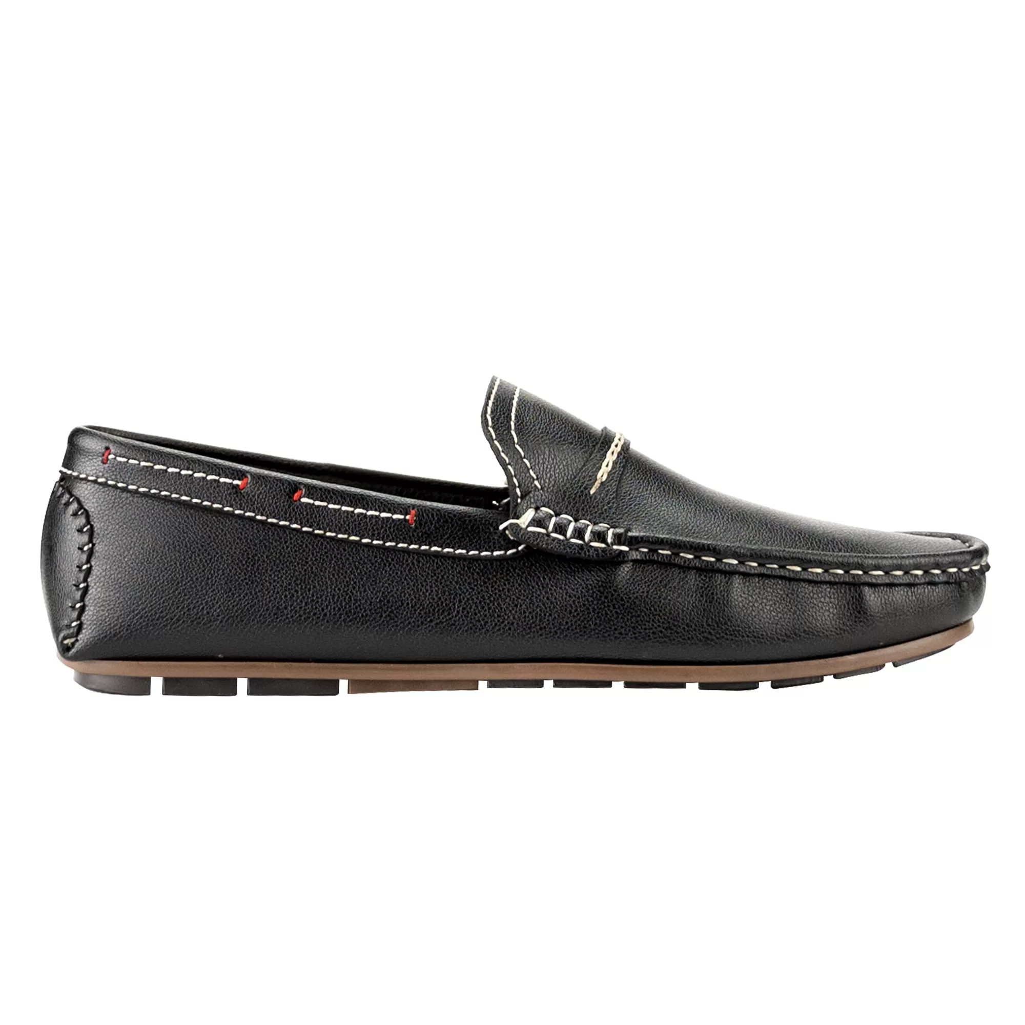 Thread Stitched Moccasins-Black