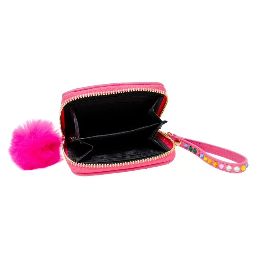 Zomi Gems Quilted Rhinestone Strap Wallet - Hot Pink